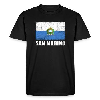 Drapeau de Saint-Marin Grunge Drapeau de Saint-Marin - T-shirt Premium bio Homme - noir - Devant - Nico (187cm)