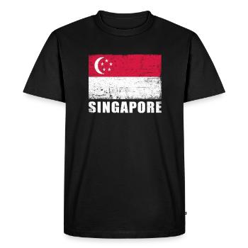 Singapore Flag Grunge Singapore Flag - Men's Premium Organic T-Shirt - black - Front - Nico (187cm)