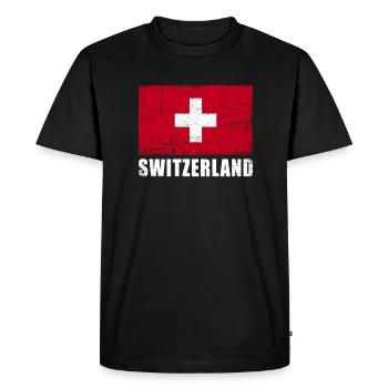 Drapeau suisse Grunge Drapeau suisse - T-shirt Premium bio Homme - noir - Devant - Nico (187cm)