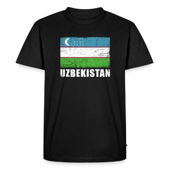 Drapeau de l’Ouzbékistan Grunge Drapeau de l’Ouzbékistan - T-shirt Premium bio Homme - noir - Devant - Nico (187cm)