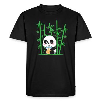 Kawaii Panda Bubble Tea Boba Tee Panda - T-shirt Premium bio Homme - noir - Devant - Nico (187cm)