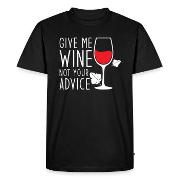 Donnez-moi du vin, pas vos conseils, du vin drôle - T-shirt Premium bio Homme - noir - Devant - Nico (187cm)