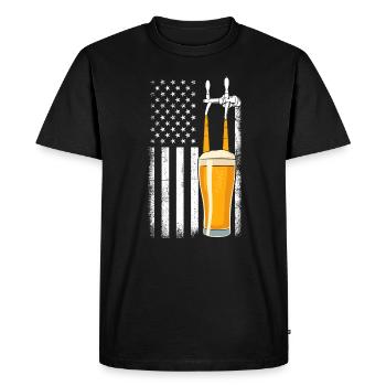 Beer USA Flag Bar Tap - Men's Premium Organic T-Shirt - black - Front - Nico (187cm)