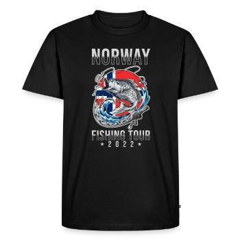 Circuit de pêche Norvège 2022 - T-shirt Premium bio Homme - noir - Devant - Nico (187cm)