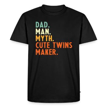 Twin Father Saying Papa Man Myth Cute - Men's Premium Organic T-Shirt - black - Front - Nico (187cm)