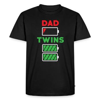 Papa Twins Father Energy Battery Empty - Men's Premium Organic T-Shirt - black - Front - Nico (187cm)
