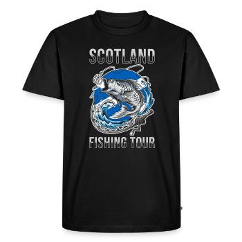 Tour de pêche Ecosse - T-shirt Premium bio Homme - noir - Devant - Nico (187cm)