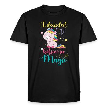 Croyance en la Licorne Sort Magique Licorne - T-shirt Premium bio Homme - noir - Devant - Nico (187cm)