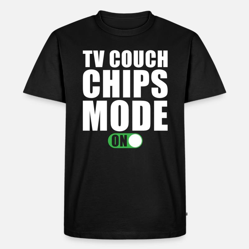 Tv Couch Chips Modus Ein - Männer Premium Bio T-Shirt - Schwarz