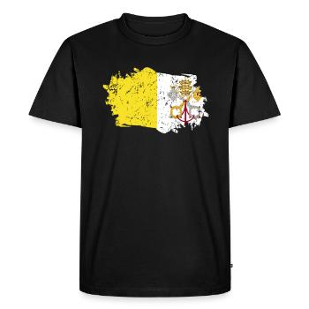 Drapeau de la Cité du Vatican Grunge Drapeau de la Cité du Vatican - T-shirt Premium bio Homme - noir - Devant - Nico (187cm)