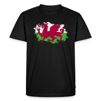 Wales Flag Grunge Wales Flag - Men's Premium Organic T-Shirt - black - Front - Nico (187cm)