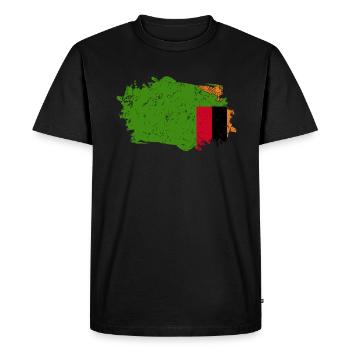Zambia Flag Grunge Zambia Flag - Men's Premium Organic T-Shirt - black - Front - Nico (187cm)