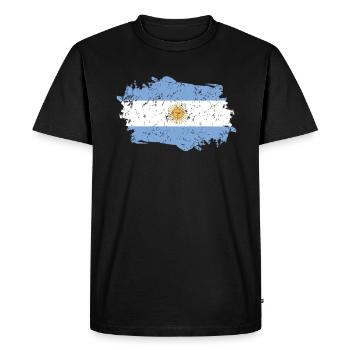 Drapeau argentin Grunge Drapeau argentin - T-shirt Premium bio Homme - noir - Devant - Nico (187cm)