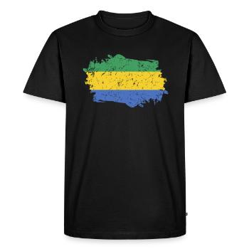 Gabon Drapeau Grunge Gabon Drapeau - T-shirt Premium bio Homme - noir - Devant - Nico (187cm)