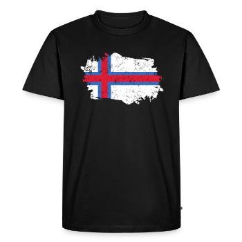 Färöer Flagge Grunge Färöer Fahne - Männer Premium Bio T-Shirt - Schwarz - Vorne - Nico (187cm)