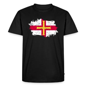 Drapeau de Guernesey Grunge Drapeau de Guernesey - T-shirt Premium bio Homme - noir - Devant - Nico (187cm)