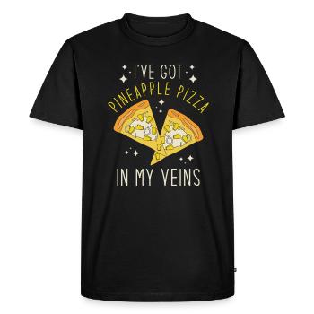 J’ai une pizza à l’ananas dans mes veines - T-shirt Premium bio Homme - noir - Devant - Nico (187cm)