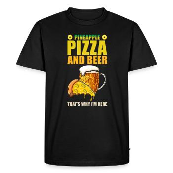 Ananas -Pizza et bière, c’est la raison pour laquelle - T-shirt Premium bio Homme - noir - Devant - Nico (187cm)