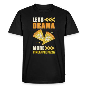 Moins de drame Plus de pizza à l’ananas - T-shirt Premium bio Homme - noir - Devant - Nico (187cm)