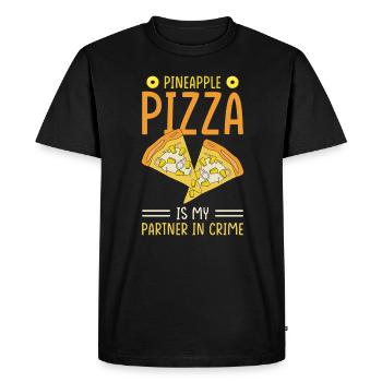 Ananas -Pizza est mon partenaire pour le crime - T-shirt Premium bio Homme - noir - Devant - Nico (187cm)