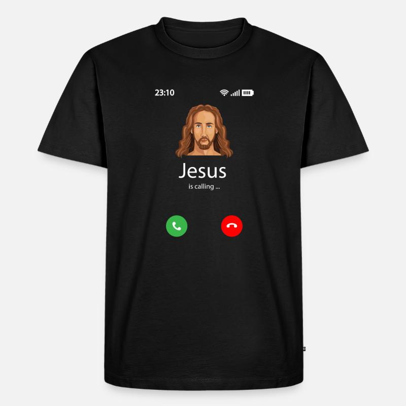 Jesus is calling - Männer Premium Bio T-Shirt - Schwarz