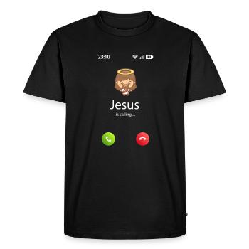 Jésus appelle - T-shirt Premium bio Homme - noir - Devant - Nico (187cm)