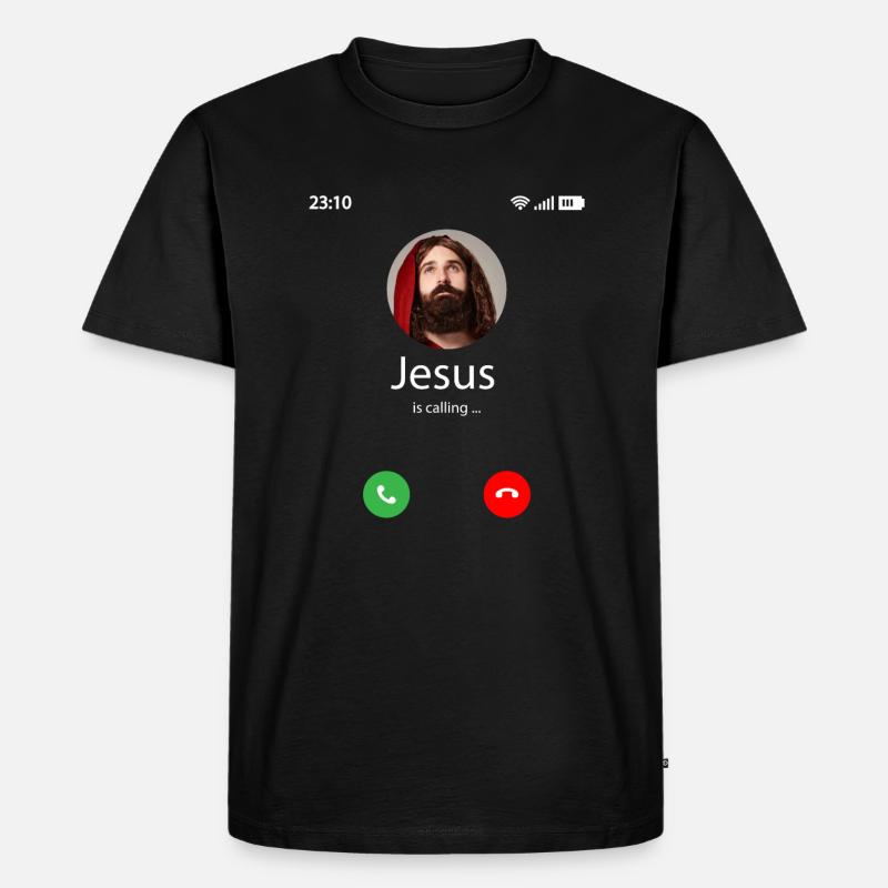 Jesus is calling - Männer Premium Bio T-Shirt - Schwarz