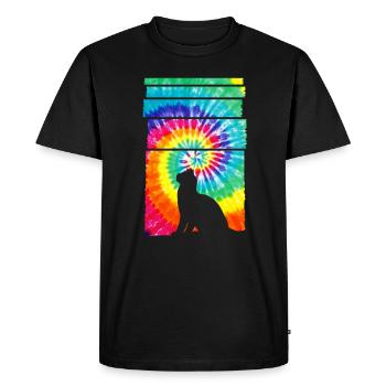 Cat Hippie Tie Dye - Men's Premium Organic T-Shirt - black - Front - Nico (187cm)