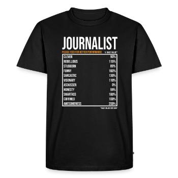 Journaliste du jour Drôle de journaliste - T-shirt Premium bio Homme - noir - Devant - Nico (187cm)
