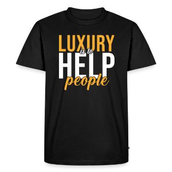 Helper Gift Luxury is to help people - Men's Premium Organic T-Shirt - black - Front - Nico (187cm)