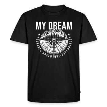 Travel Adventure Discover Saying Mountains - Men's Premium Organic T-Shirt - black - Front - Nico (187cm)