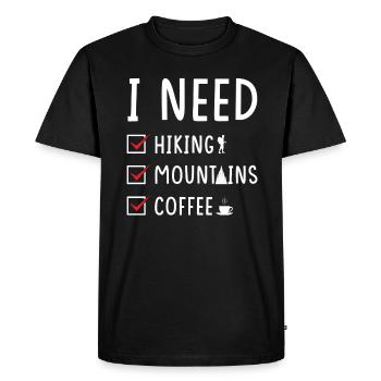 Hiking Mountains Coffee - Men's Premium Organic T-Shirt - black - Front - Nico (187cm)