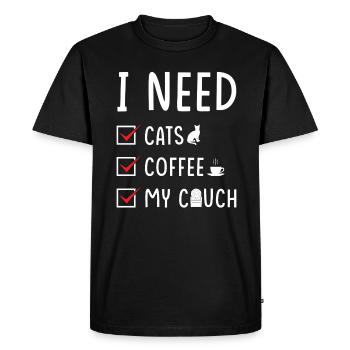 cat coffee couch - Men's Premium Organic T-Shirt - black - Front - Nico (187cm)