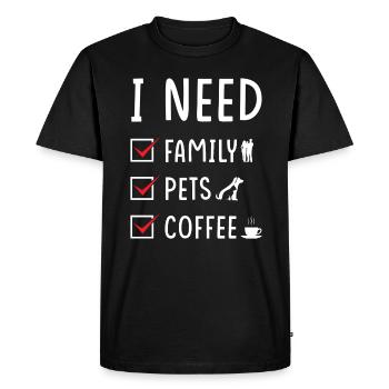 Animaux de la famille Café - T-shirt Premium bio Homme - noir - Devant - Nico (187cm)
