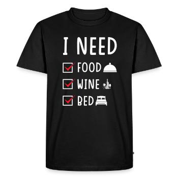 Food Wine Bed - Men's Premium Organic T-Shirt - black - Front - Nico (187cm)