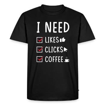 Social Media Likes Clicks Coffee - Men's Premium Organic T-Shirt - black - Front - Nico (187cm)