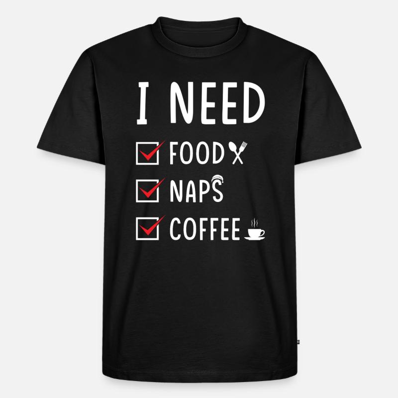 Essen Schlafen Kaffee - Männer Premium Bio T-Shirt - Schwarz
