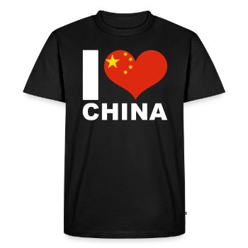 J’aime le drapeau du cœur de la Chine - T-shirt Premium bio Homme - noir - Devant - Nico (187cm)