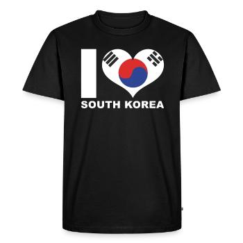 J’adore le drapeau du cœur de la Corée du Sud La Corée du Sud - T-shirt Premium bio Homme - noir - Devant - Nico (187cm)