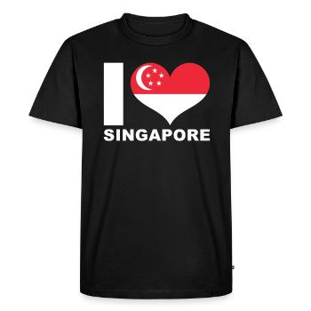 I love Singapore heart flag Singapore - Men's Premium Organic T-Shirt - black - Front - Nico (187cm)