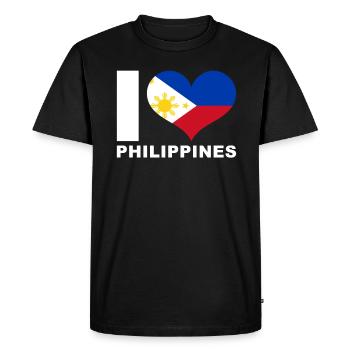 J’aime le drapeau du cœur des Philippines Philippines - T-shirt Premium bio Homme - noir - Devant - Nico (187cm)