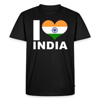 I love India heart flag India - Men's Premium Organic T-Shirt - black - Front - Nico (187cm)