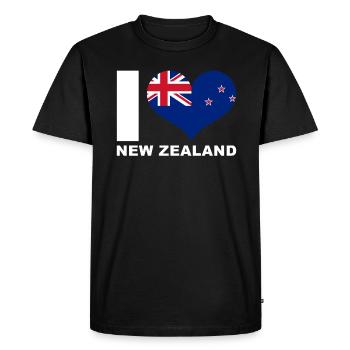 J’adore le drapeau du cœur de la Nouvelle-Zélande la Nouvelle-Zélande - T-shirt Premium bio Homme - noir - Devant - Nico (187cm)