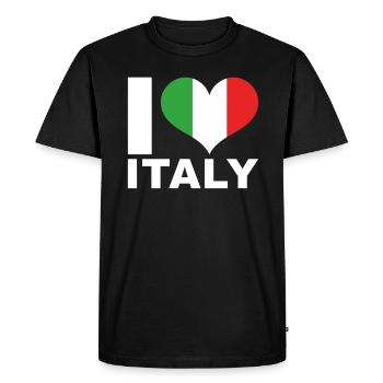 J’aime l’Italie drapeau du cœur Italie - T-shirt Premium bio Homme - noir - Devant - Nico (187cm)