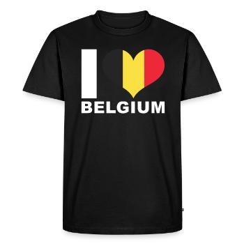 J’aime la Belgique drapeau du cœur Belgique - T-shirt Premium bio Homme - noir - Devant - Nico (187cm)