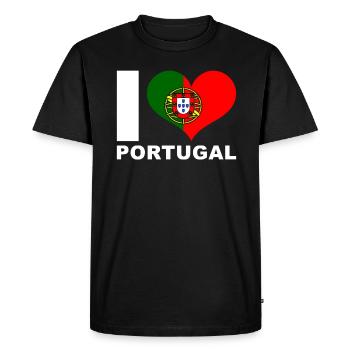 J’aime le drapeau du cœur du Portugal - T-shirt Premium bio Homme - noir - Devant - Nico (187cm)
