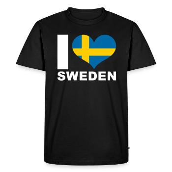 J’aime la Suède drapeau du cœur Suède - T-shirt Premium bio Homme - noir - Devant - Nico (187cm)