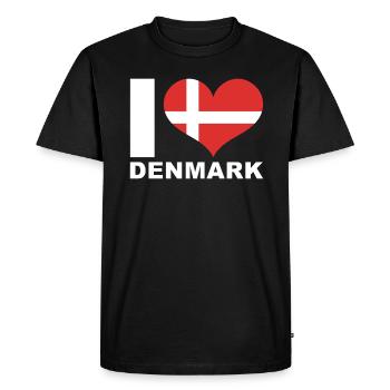 J’aime le drapeau du cœur du Danemark - T-shirt Premium bio Homme - noir - Devant - Nico (187cm)