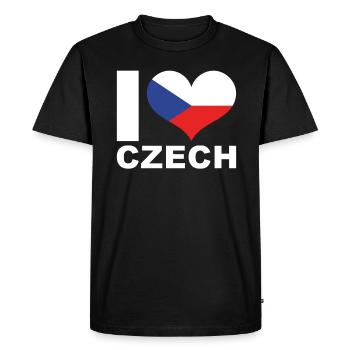 J’aime République tchèque Heart Flag République tchèque - T-shirt Premium bio Homme - noir - Devant - Nico (187cm)