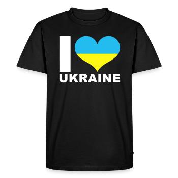 I love Ukraine heart flag Ukraine - Men's Premium Organic T-Shirt - black - Front - Nico (187cm)